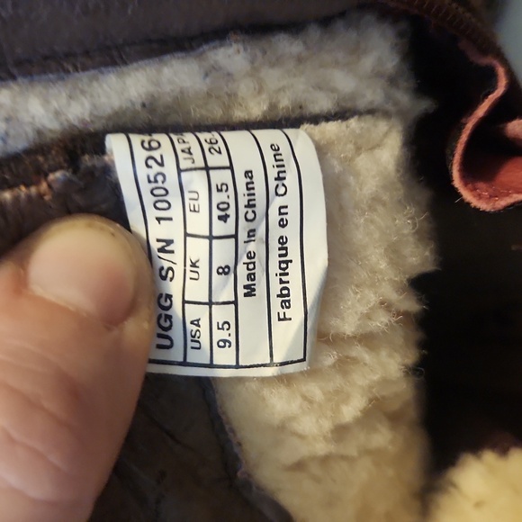 ❄️ UGG Waterproof Brown Leather Lace-Up Combat Boots With Sherpa Lining Size 9.5 - Picture 4 of 9